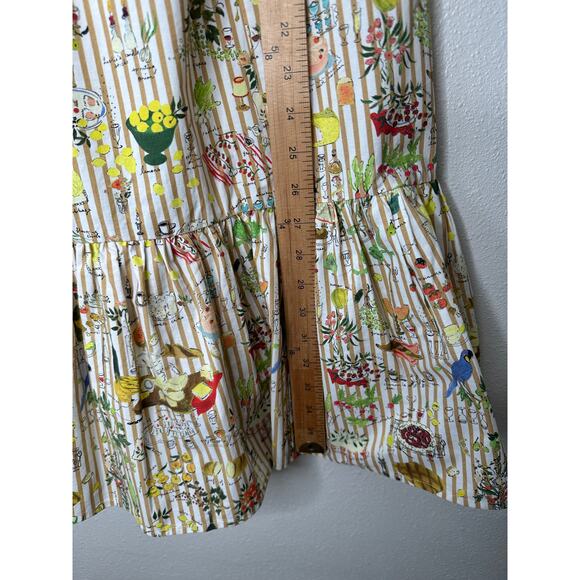 Rhode Artie Shirred Waist Ruffle Hem Printed Cotton Poplin Midi Skirt XL - Picture 16 of 16